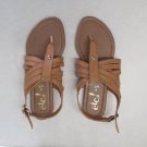RUE 21 ETC. WOMEN'S SIZE M (7 / 8) SANDALS TAN W/ BUCKLE FLATS SHOES THONG T STRAP NWT