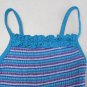 SIMPLY BASIC GIRL'S SIZE 7 / 8 TOP TURQUOISE PURPLE SMOCKED RUFFLE CAMI TANK NWT