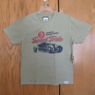 AUTHENTIC RUGGED CO. MEN'S SIZE XL GREEN TAN T-SHIRT CLASSIC CAR SPEED TRIALS GRAPHIC NWT