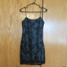 BYER TOO WOMEN'S JUNIOR'S SIZE M DRESS BLACK FLOCKED BLUE METALLIC CAMISOLE SLIP PROM EVENING WEAR