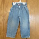 GIRL'S SIZE 3 T JEANS LIGHT BLUE DENIM PULL ON PANTS PINK BOW HEART BUTTONS VINTAGE 90's BARBIE