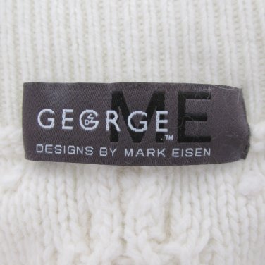 GEORGE ME MARK EISEN WOMEN'S SIZE XS (0 / 2) SWEATER IVORY CABLE KNIT TURTLE NECK SLEEVELESS VEST