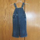 OSHKOSH GIRL'S SIZE 5 OVERALLS MED BLUE DENIM BIBS PINK FLOWER APPLIQUES VINTAGE