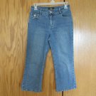 ROUTE 66 WOMEN'S SIZE 6 - 8 CAPRIS JEANS MED BLUE SLUB STRETCH DENIM CROPPED PANTS