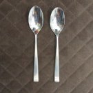 MIKASA FORGED STAINLESS FLATWARE BEVELED TIP SET of 2 SERVING SPOONS SILVERWARE REPLACEMENT