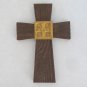 INSPIRIO CROSS BROWN WOOD LOOK WITH GOLD GRACE RESIN WALL HANGING DECOR