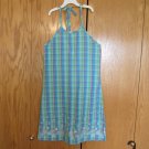 GIRL CODE GIRL'S SIZE 16 DRESS BLUE PURPLE GREEN PLAID FLORAL GLITTER GRAPHIC HALTER JUMPER USA MADE