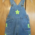 SONOMA GIRL'S SIZE M SHORTALLS MED BLUE OVERALL SHORTS BIBS NEON YELLOW STAR VINTAGE
