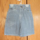 CHIC GIRL'S SIZE 8 JEANS SHORTS MED BLUE WHITE STRIPED DENIM JEANS VINTAGE USA MADE