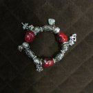 CHUNKY CHARM BRACELET SILVER, BLACK RED HEARTS BUTTERFLIES STRETCH