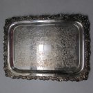 WALLACE BAROQUE SILVERPLATE TRAY ORNATE ETCHED HEAVY RECTANGLE AGED PATINA