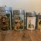 HEINZ TIN CANISTERS SET of 4 with LIDS VICTORIAN CHILDREN NESTING FARMHOUSE GRANNYCORE