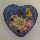 TIN CONTAINER BLUE HEART SHAPE with FLORAL ROSES LID TRINKET BOX GRANNYCORE VICTORIAN FRENCH COUNTRY TIN CONTAINER BLUE HEART SHAPE with FLORAL ROSES LID TRINKET BOX GRANNYCORE VICTORIAN FRENCH COUNTRY