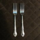 SUNSHINE STAINLESS KOREA FLATWARE CLASSIC ROSE SET of 2 DINNER FORKS SILVERWARE REPLACEMENT