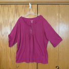 WOMAN WITHIN WOMEN'S SIZE 4XL (34 / 36) TOP FUCHSIA PINK PINTUCK HENLEY TUNIC WOMAN WITHIN WOMEN'S SIZE 4XL (34 / 36) TOP FUCHSIA PINK PINTUCK HENLEY TUNIC