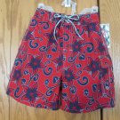 ISLANDER BOY'S SIZE 6 / 7 SWIM TRUNKS RED, BLUE HAWAIIAN FLORAL SUIT WEAR BOARD SHORTS NWT