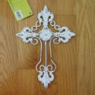 HOBBY LOBBY WHITE METAL CROSS WALL HANGING DISTRESSED SHABBY CHIC VERANDA NWT