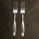 ONEIDA STAINLESS  FLATWARE OHS 492 SET of 2 DINNER FORKS GLOSSY SILVERWARE REPLACEMENT