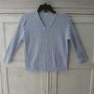 TANGENTS WOMEN'S SIZE L LIGHT BLUE SWEATER V NECK CABLE KNIT PULLOVER TOP 100% COTTON TANGENTS WOMEN'S SIZE L LIGHT BLUE SWEATER V NECK CABLE KNIT PULLOVER TOP 100% COTTON