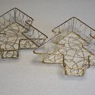 2 Gold Tone Metal  Christmas Tree Baskets - New