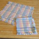 2 Pastel Plaid Table Napkins w/Fringe