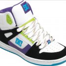 DC Rebound Hi-Top Girls Shoes - White/Black/Turquoise - size UK 3