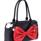 Disney Polka Dot Zipped Bow Bag - Black / Red