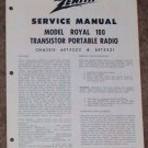 Zenith Service Manual Model Royal 100 Radio Vintage
