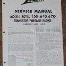 Zenith Service Manual Model Royal 265-645-670 Radio