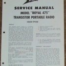 Zenith Service Manual Model Royal 475 Radio Vintage