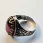 Red Zircon Stone Men's Sterling Silver 925 Ring