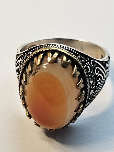 Agate Stone 925s Silver Signet Ring