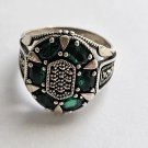 Green Zircon Stone Men's Sterling Silver Ring
