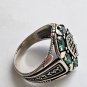 Green Zircon Stone Men's Sterling Silver Ring