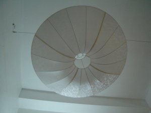 Round lantern in white pattern silk