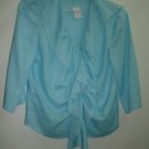 Blue Ruffled linen blouse