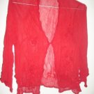 Red chiffon blouse with hand embroidery