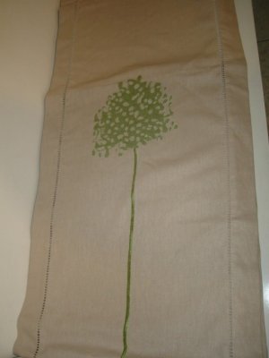 Linen table runner with hand embroidery