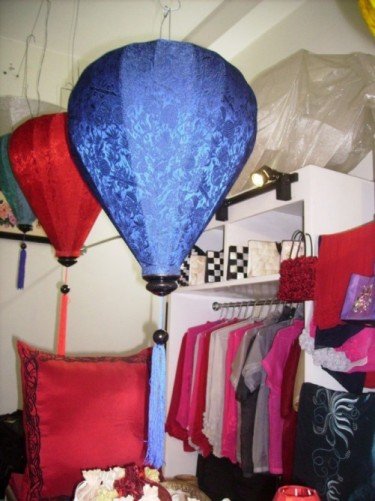 Blue pattern silk lantern