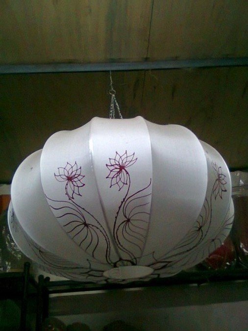 Silk lamp with hand drawing