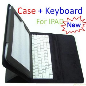 NEW LEATHER CASE COVER w/ WHITE KEYBOARD for APPLE iPAD