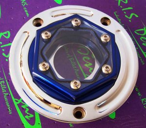 CLEAR GAS CAP ANADIZED BLUE