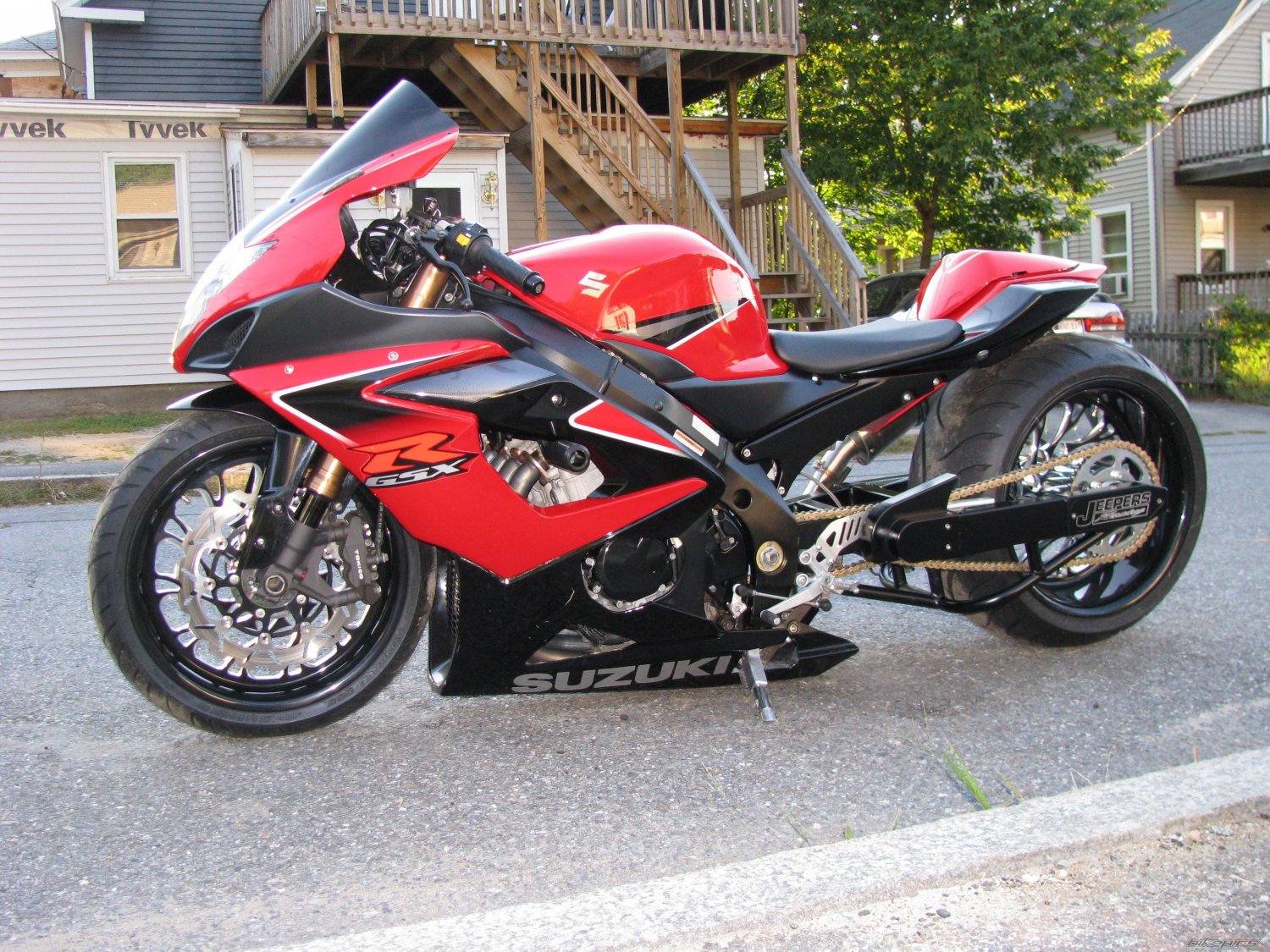 HAYABUSA/GSXR BLACK FINISH 300 FAT TIRE KIT.CHROME RC WHEELS