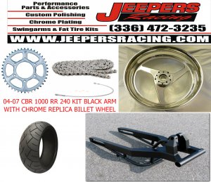 CBR 1000RR 240 TIRE KIT BLACK ARM CHROME REPLICA WHEEL