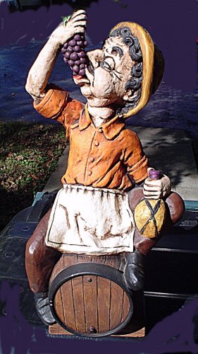 WINEMAKER ON A BARREL LARGE FIGURINE