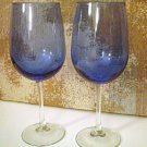 BRAND NEW "BIG BLUE" WINE GLASSES. Set of two.