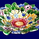 GENSINI (ITALY) 11-1/2" MULTICOLOR LEAVES AND FLOWERS SERVING DISH