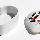 HOLLY PATTERN GLOSS CERAMIC HOLIDAY KEEPSAKE/TRINKET BOX