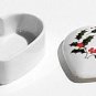 HOLLY PATTERN GLOSS CERAMIC HOLIDAY KEEPSAKE/TRINKET BOX