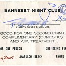 BANNERET NIGHT CLUB DRINK CARD--ACAPULCO BEACH COLLECTIBLE